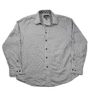 Jhane Barnes Men's Long Sleeve Button Up Slim Fit Plaid Shirt XL